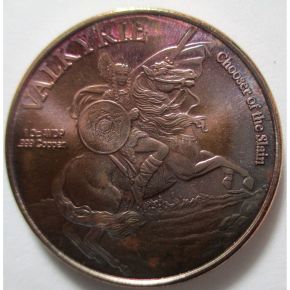 NEW-Norse Gods Series Thor - Valkyrie 1 oz .999 Copper COLORED  BU Round - Picture 3 of 4